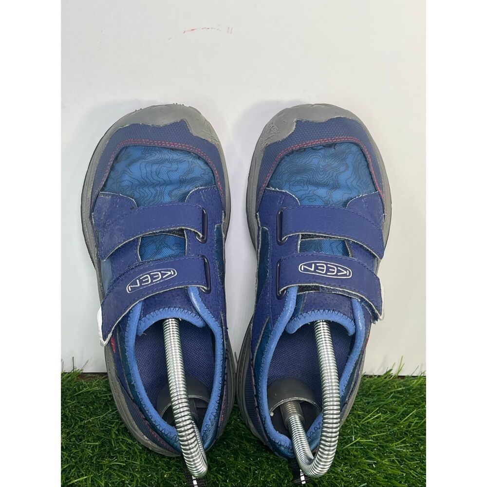 KEEN Kids Blue Hook & Loop Outdoor Hiking Shoes Size US 2 EU 34 Waterproof Trail - Picture 6 of 9